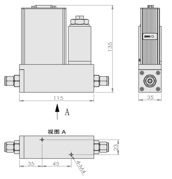 ACU10FA-MC質量流量控制器 產品尺寸圖